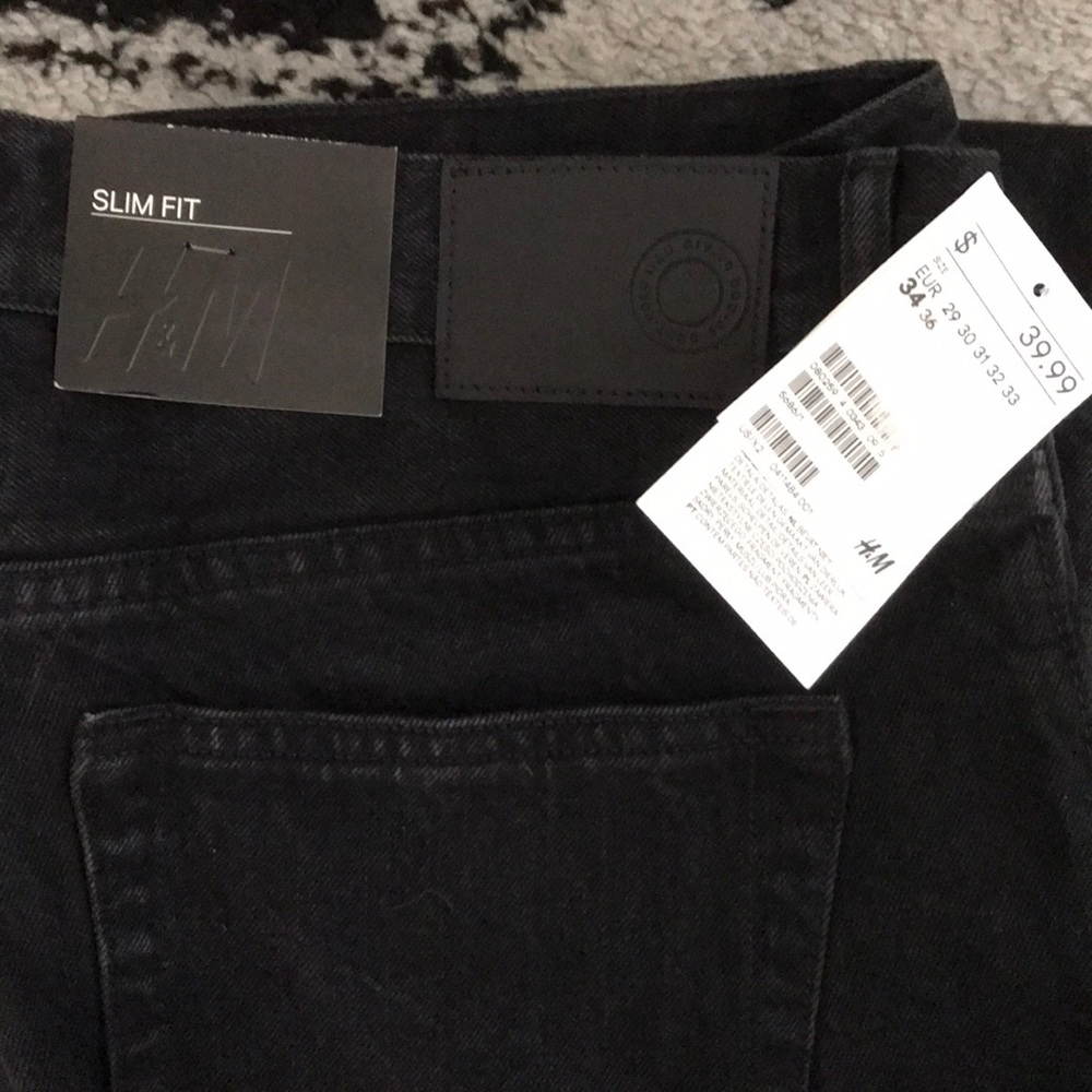 H&M Slim Fit Black Jeans 34x34 NWT